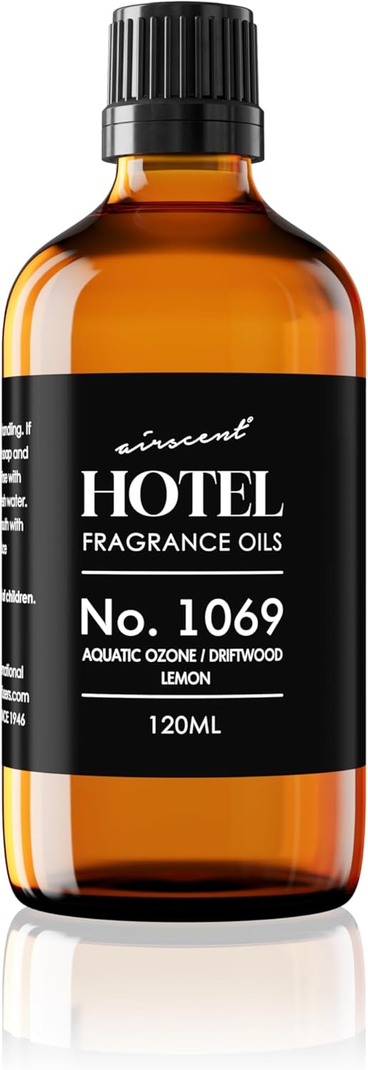AirScent Hotel Diffuser Oil No. 1069 - Aquatic Ozone, Driftwood, Lemon - Premium Fragrance Oil for Ultrasonic and Waterless Diffusers and Crafting - 500 mL, 16.9 fl oz Glass Bottle