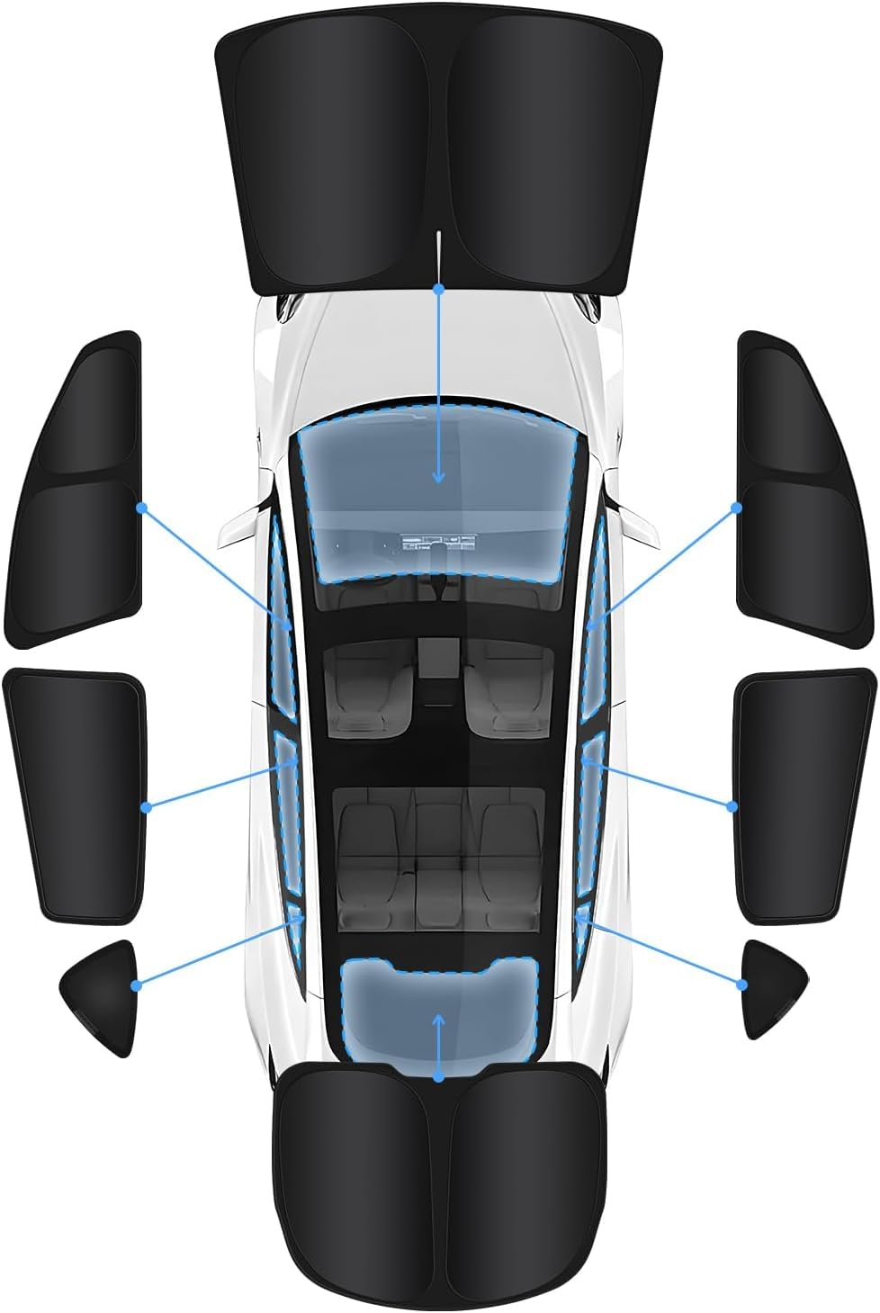 Epltion 8-Piece Tesla Model Y Sunshade Set