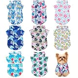 Sweetude 8 Pieces Hawaiian Dog Shirt Breathable Cool Pet Summer T Shirts Floral Dog Clothes Dog Swea