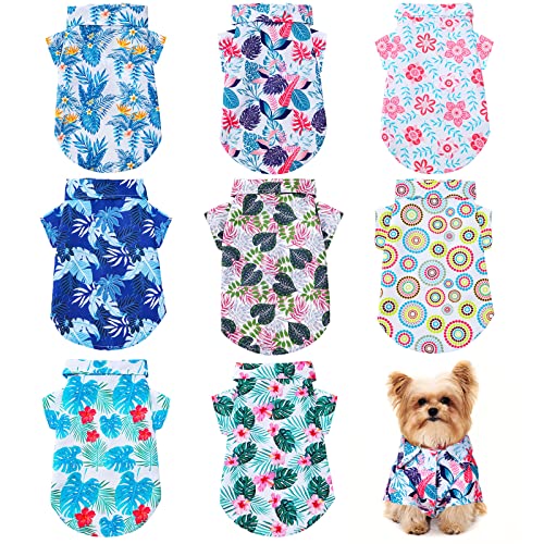 Sweetude 8 Pieces Hawaiian Dog Shirt Breathable Cool Pet Summer T Shirts Floral Dog Clothes Dog Sweatshirts Puppy Apparel Suit For Puppy Dog Beach Seaside (Large) #TOP25