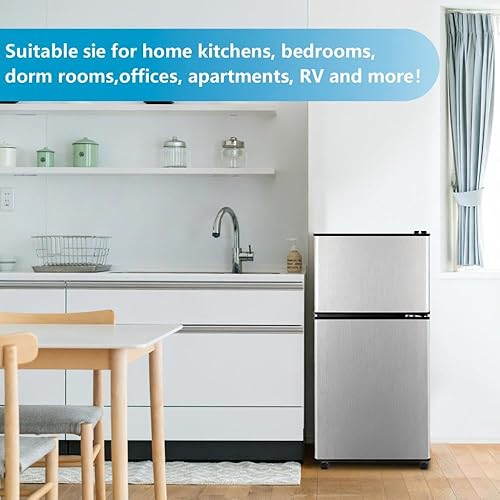Miniatura 6 de Refrigerador pequeño de 3.2 pies cúbicos con congelador, refrigerador compacto de doble puerta, mininevera para dormitorio, cocina, residencia de