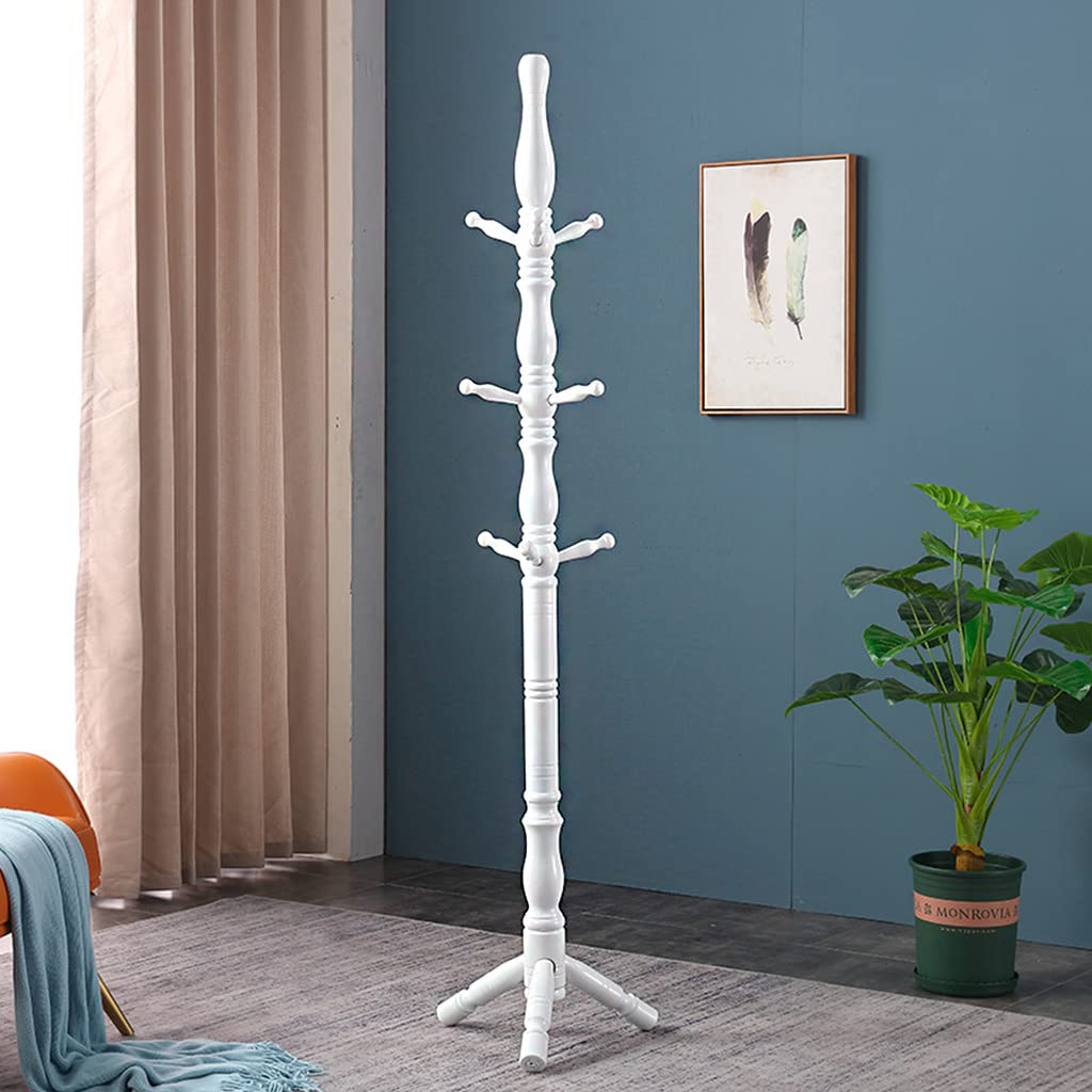 Porte-manteau arbre blanc 9 crochets trépied en bois pour chambre et salon