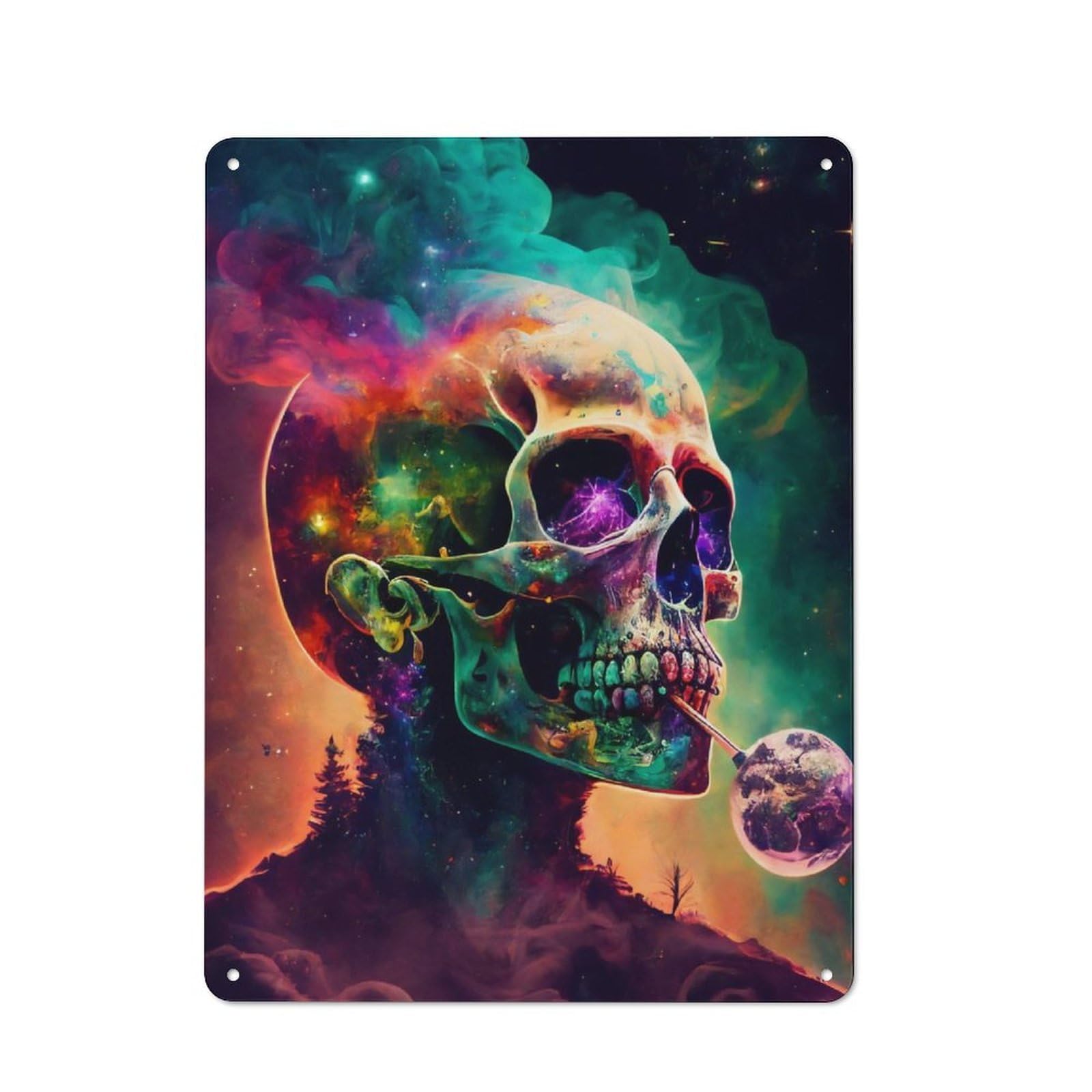 Junmoney Psycho Skull Vintage-Inspired Tin Sign 40X30cm For Garage Or Workshop, For Garage, Workshop And Man Cave Decoration