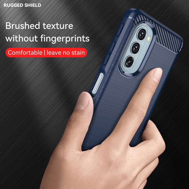 Image of Hybrid Carbon Fiber Back Case for Motorola Moto G51 (Blue)