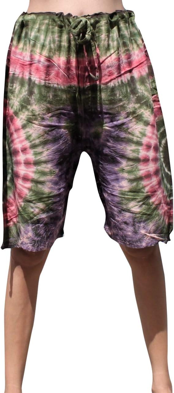 RaanPahMuang Pullstring Short Tie Dye Pants Rayon Fabric