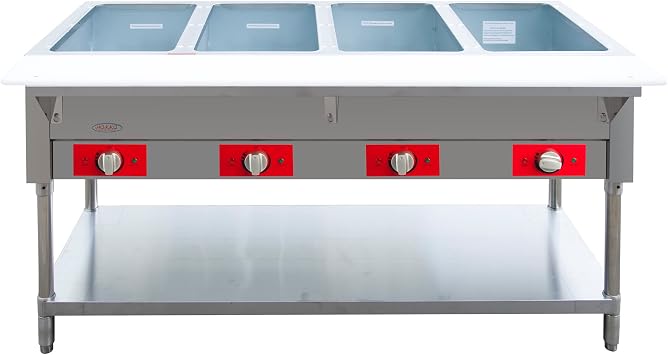 Hakka Electric Steam Table Food Warmer, 4-Pot Countertop Steam Table Stainless Steel Catering Food Warmers for Parties/Buffet/Catering/Restaurants, 120V/2000W
