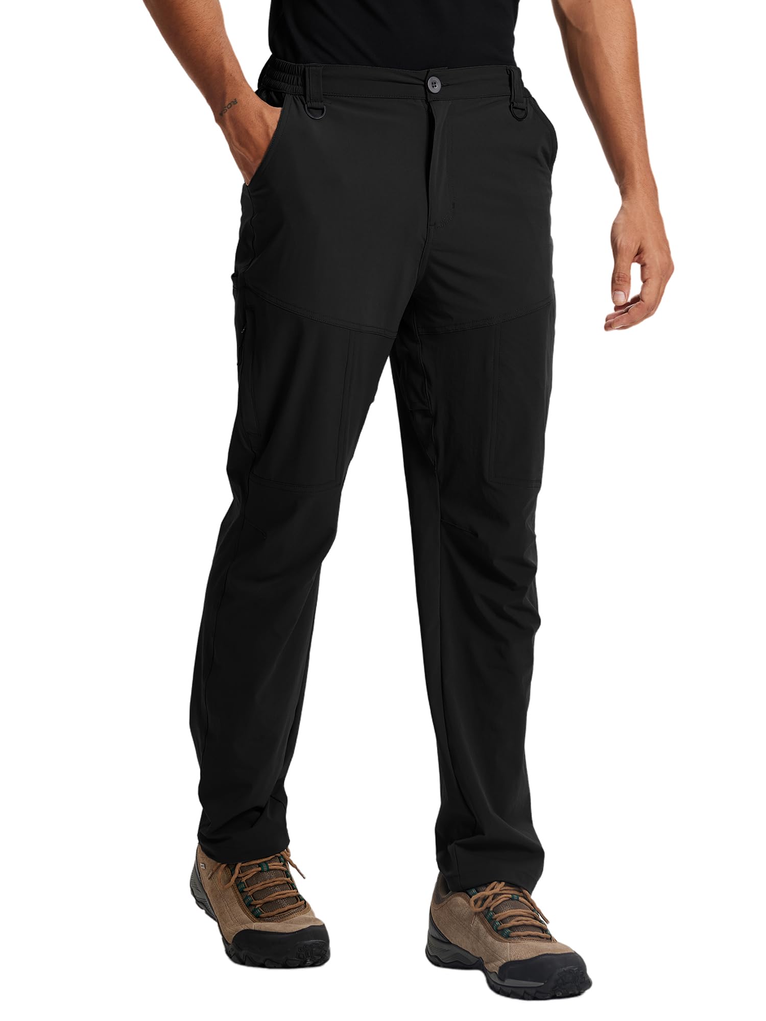 Mens Hiking Cargo Work Nylon Pants - Water & Wear Resistant Breathable Lightweight Stretch Quick Dry - EDC with 6 Pocket