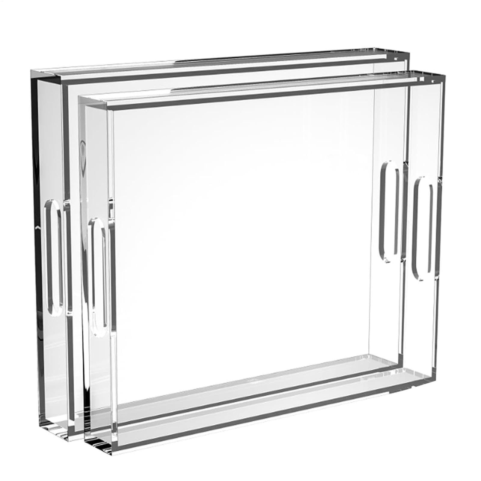 Bandejas de acrílico para exhibición 2 Piezas Transparente Resistente a | Bandeja de Acrílico Organizador Exhibidor para Snacks, Cafetería, Comedor, Postres, Mesas de Centro y