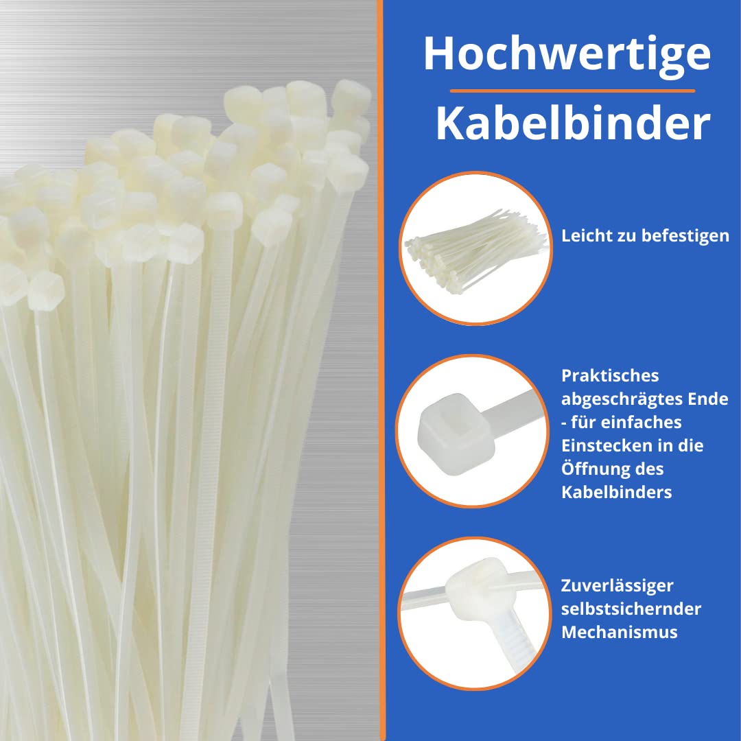 100 Stück Kabelbinder 30,5 Cm, 22,7 Kg Zugfestigkeit – Für Innen/Außen, Schwarz, Selbstsichernd