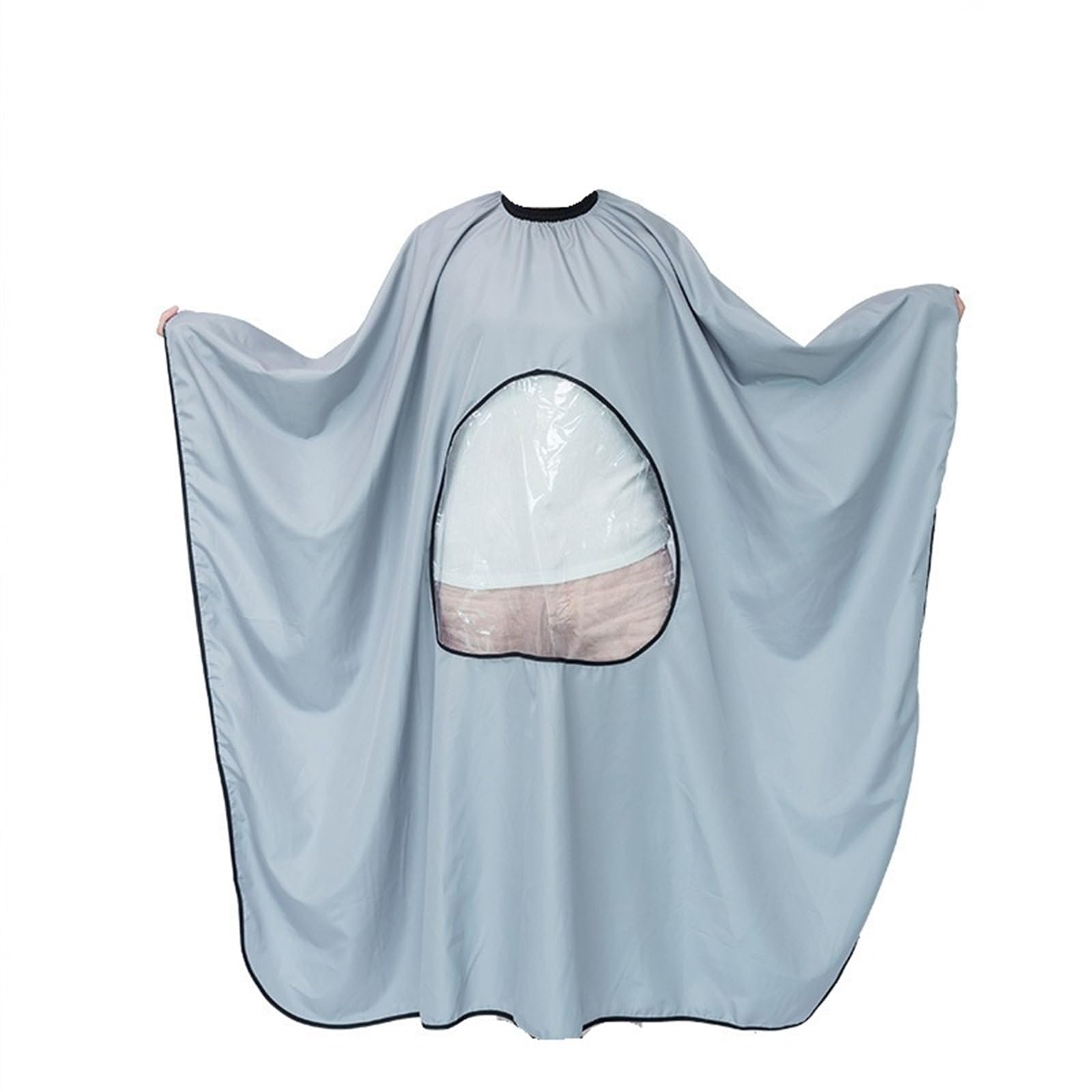 Capa Peluqueria Capa de Peluquero Profesional, Ropa de peluquería Grande, Corte de Pelo con Ventana Transparente, Capa de salón, Escote elástico Ajustable(Gray)