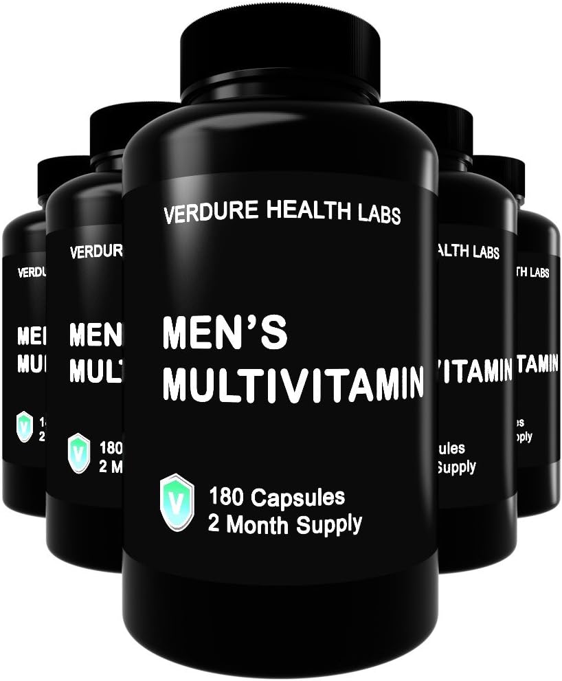 Multivitamin - Mens Multivitamins - Best Daily Multi for Men from Verdure Health Labs with 180 Easy-to-Swallow Capsules, 2 Month Supply, Made in USA - Increase Your Energy & Protect Your Health Now!