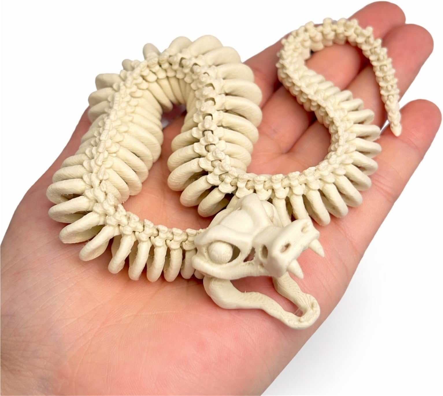3D Printed Articulated Snake Model – Highly Realistic Flexible Skeleton with Movable Joints & Jaw, Unique Poseable Skeleton Decoration for Fish Tank, Home & Office(A,58cm)