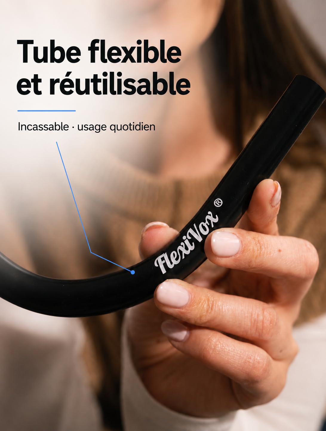 FlexiVox® compatible avec Méthode Lax Vox | Idéal pour l'Entraînement Vocal SOVT | Chanteurs, Orthophonie et Thérapie Vocale | Kit: Tube, Flacon Gradué, Brosse, Sac et eBook (espace Noir)