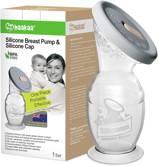 Haakaa Breastpump with Suction Base and Upgrade Silicone Lid 100% Food Grade Silicone BPA PVC and Phthalate Free (5oz/150ml with Lid)