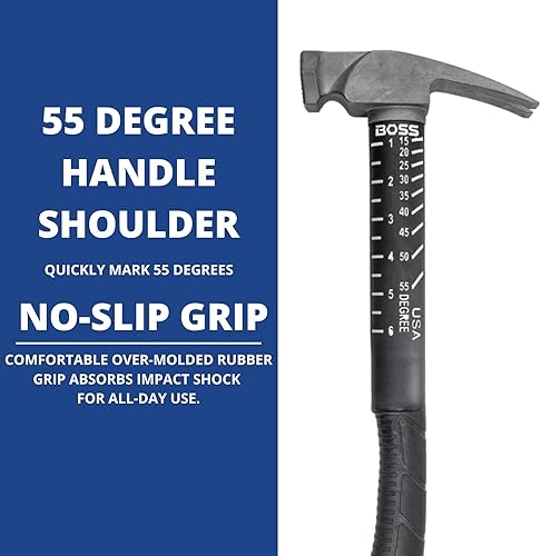 Miniatura 3 de Boss Hammer Martillo de titanio Ti64 de grado de construcción con mango de fibra de vidrio resistente que absorbe los golpes, 14 onzas, agarre