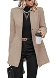 Women&apos;s Business Casual Herringbone Wool Coat Button Up Notch Collar Dressy Blazer Jacket