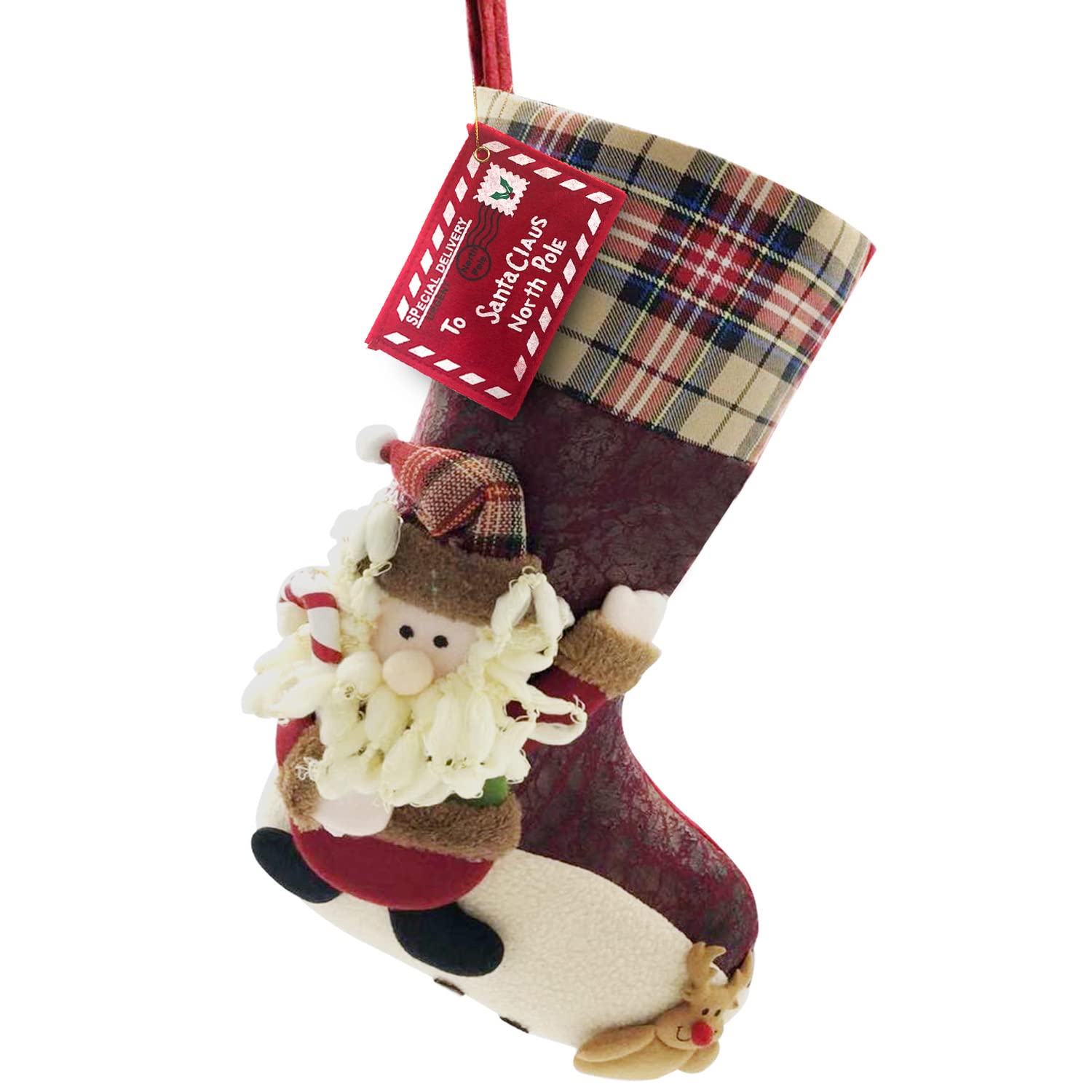 ETERAMUS 21 inch Plaid Christmas Stockings Santa Claus - stockings and holders | Mubboo