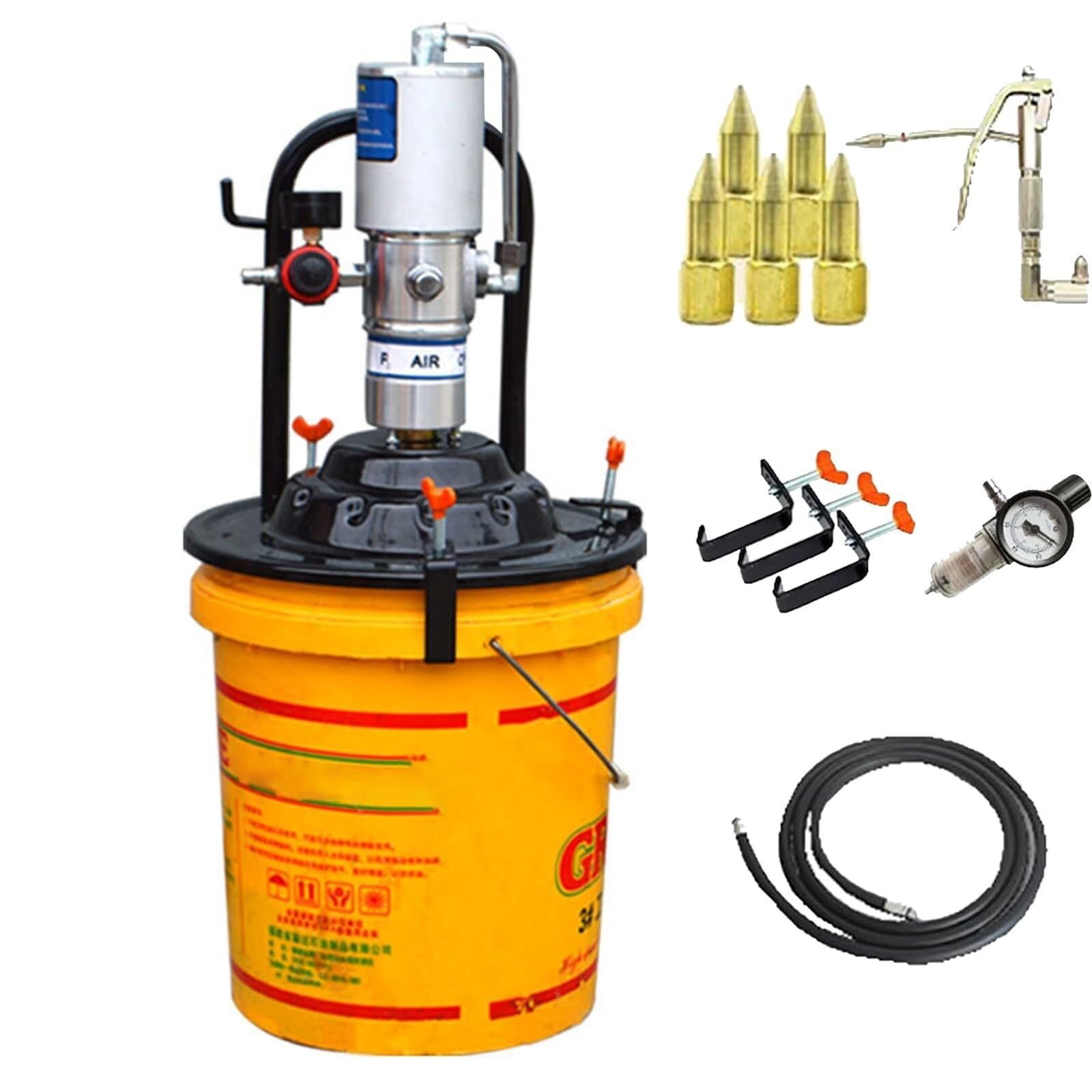 Pneumatic Grease Pump - High Pressure Air Oil Primer Kit for 5 Gallon Pail with Follower Plate