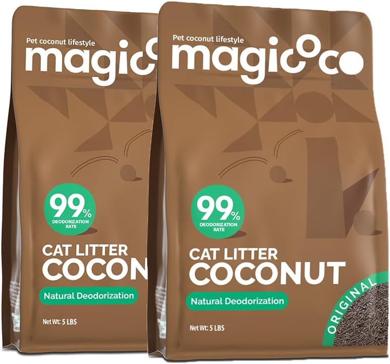 Magicoco Coconut Cat Litter, Clumping, Odor Control, 10 lb 2 Pack