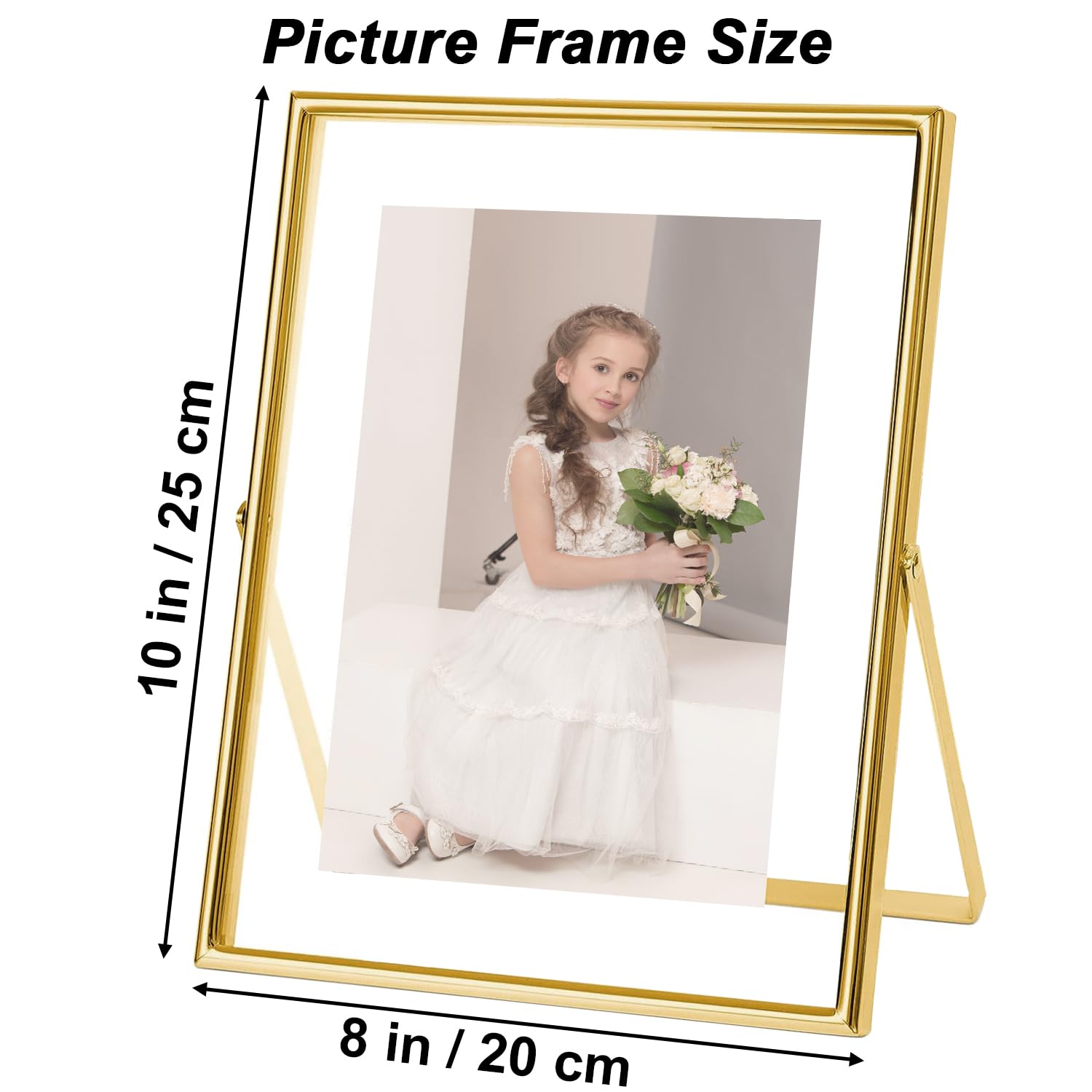 Gold Floating Frame 8"x10", Tabletop Shelf Photo Frame, Metal Photo Frame with Glass For Photo 5x7, 6x8, 7x9 - Image 2