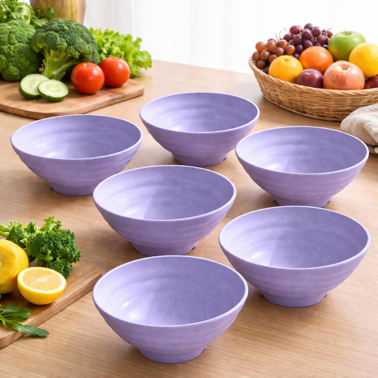 Wheat Straw Salad Bowls Set (900ml) – Large Microwave Safe, Unbreakable & Stackable Bowls for Salad, Soup, Ramen – BPA-Free, Eco-Friendly, Lightweight Serving Bowls for Kitchen (6, Green) — Amazon image 22