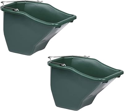 Little Giant 20 QT. Plastic Flat Back Livestock Feed Bucket, Green (2 Pack)