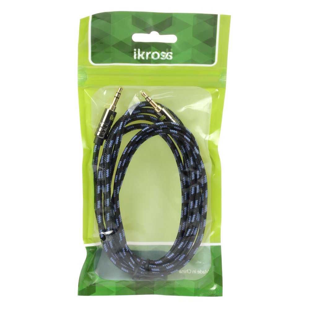 Audio AUX Cable, Aimpire 6 Feet 3.5mm Tangle-Free Jack Braided Sleeve Jacket Auxiliary Aux Audio Stereo Cable - Black/Blue (Plug Will be Fully Seated with Phone Case On)