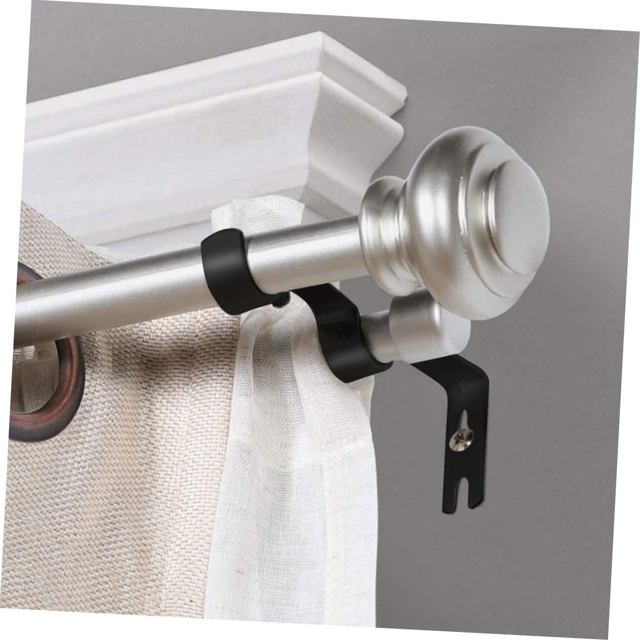 VALICLUD 4Pcs Adjustable Curtain Rod Holders Heavy Duty Brackets for Wall Mounting Versatile Support for Single Rod Curtains Construction with Enhanced Stability