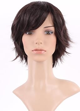 Perruque courte naturelle en couches ondulées Cury cheveux synthétiques  brun foncé pleine perruque + bonnet de perruque gratuit : Amazon.fr: Beauté  et Parfum