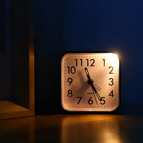 Miniatura 3 de ORIA Reloj despertador analógico, reloj despertador silencioso, reloj despertador sin tictac, pequeño reloj despertador con luz nocturna,