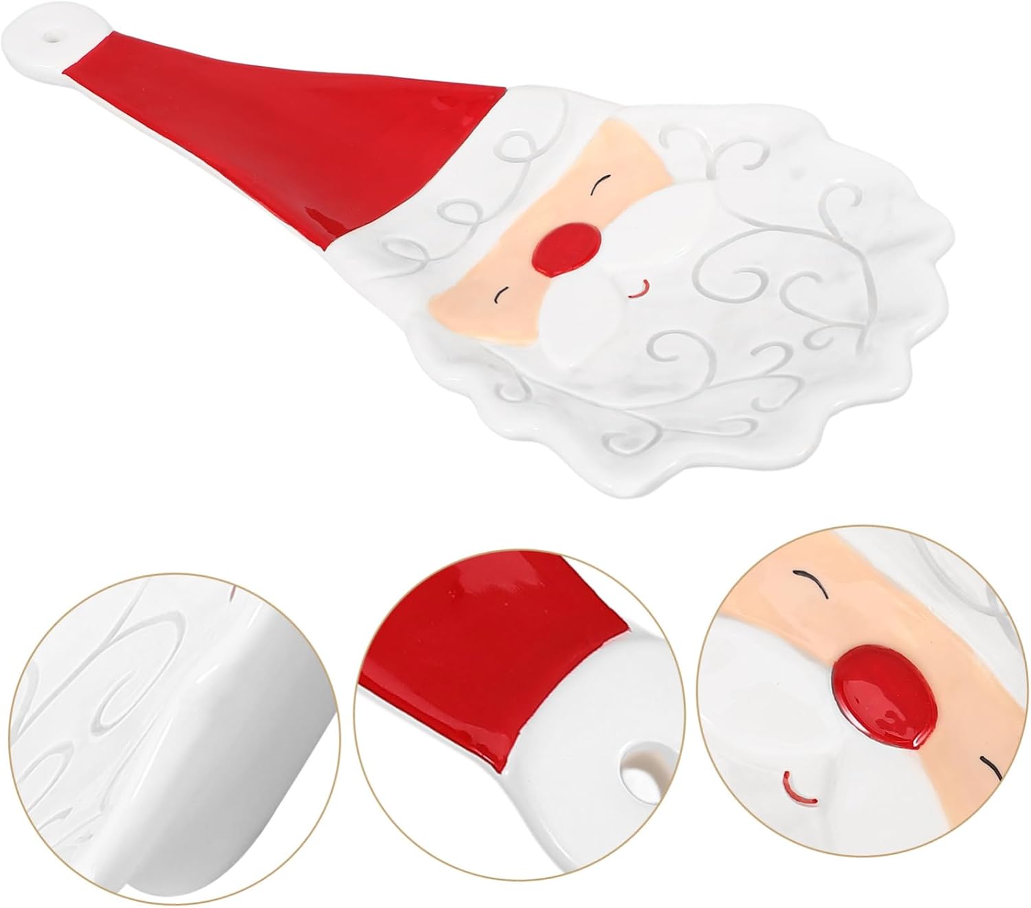 Ceramic Spoon Rest Santa Claus Xmas Kitchen Tabletop Decoration