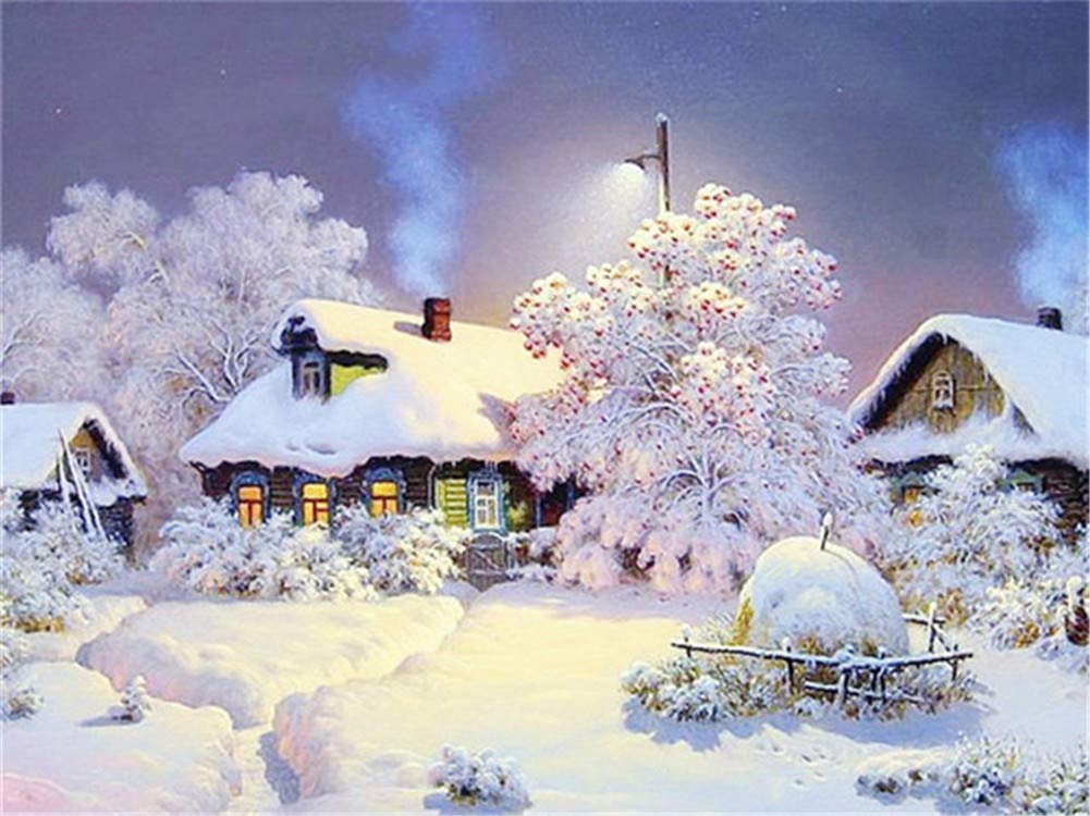 Diamant Peinture Complète Kit Hiver Mosaïque Strass Art Mural Salon 60x80