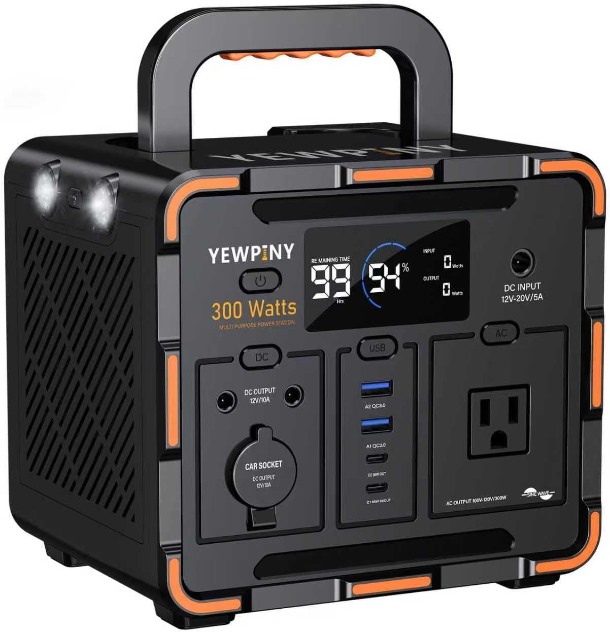 300W Solar Generator, 259Wh Portable Power Station EM300, 70,000mAh LiFePO4 Battery with 65W USB-C PD&Pure Sine Wave AC, Solar Charging for Camping,Home Backup,Emergency Power(SOS Light & LCD Display)