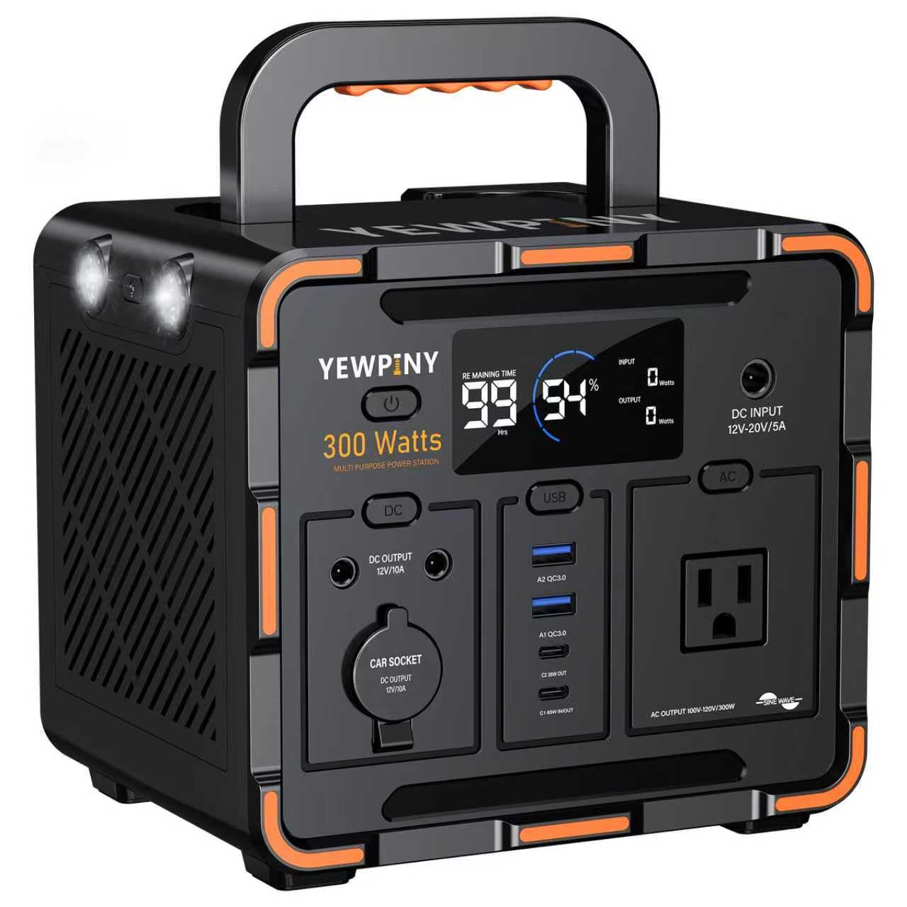 300W Portable Power Station Solar Generator 259Wh 70 000mAh LiFePO4 Battery with 65W USB-C PD Pure Sine Wave
