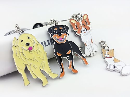 Miniatura 5 de Llavero de metal, lindo llavero de metal para cachorros y perros pequeños, llavero para bolsa de automóvil, cadena de cumpleaños, ROTTWEILER