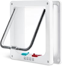 Cat Door, Safety Pet Door with 4 Way Lock, Weatherproof & Easy Installation Cat Flap Door for Cats,Silent Manual Pet Flap for Wall/Wooden Door/Upvc Door (M)