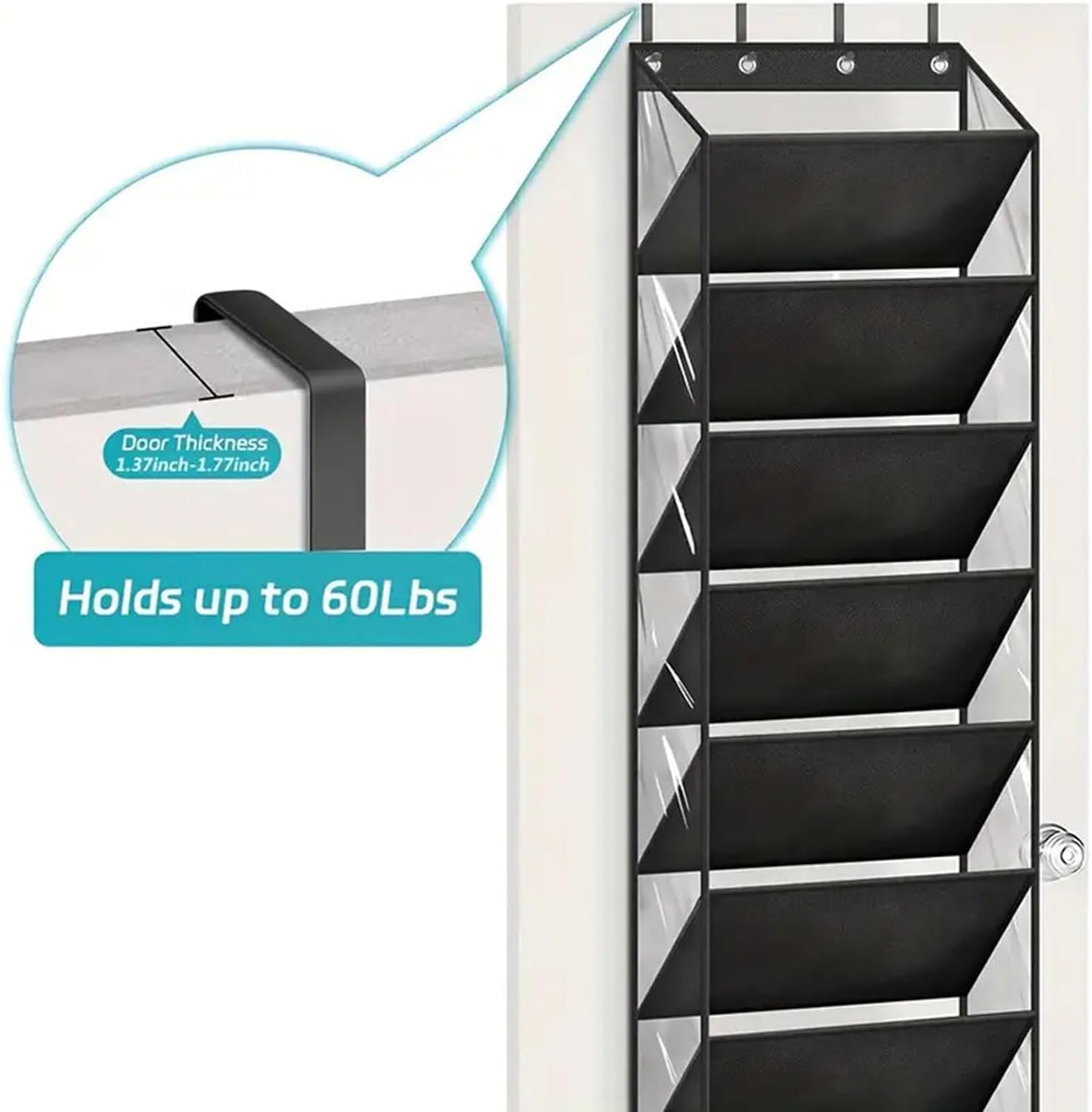 Multi Purpose Hanging Closet Storage with Reinforced Fibers for Shoes and Various Accessories Door Mounted Shoe Shelf