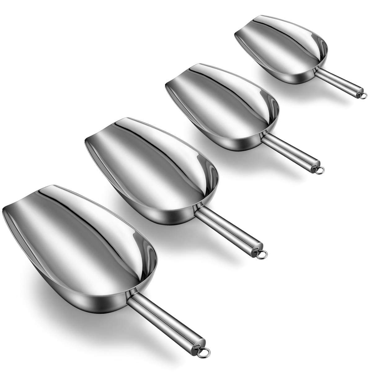 Buy Ice Scoop Set Of 4, Steel Kitchen MultiPurpose Food Scoop For