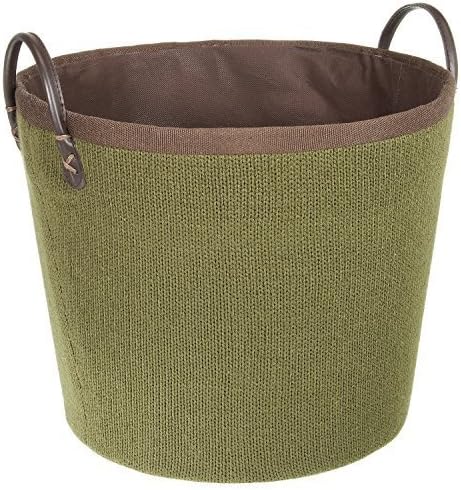 LOMOS Large sturdy basket "Erik" in knit-optic for storing magazines, firewood, blankets, etc. in green