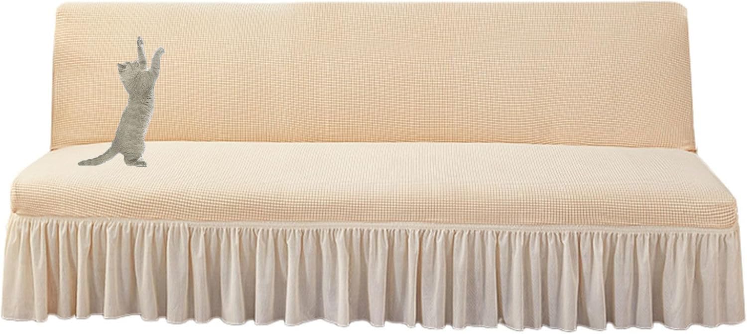 Funda de futón beige con faldón elástica tamaño mediano lavable