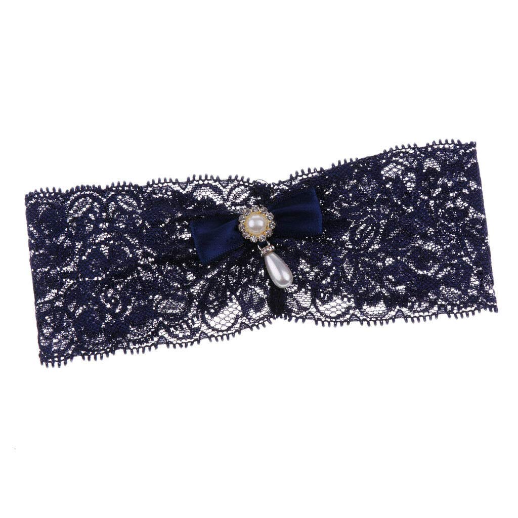 Wedding Party Lace Flower Rhinestone Crystal Pearl Leg Garter Costume-image-42