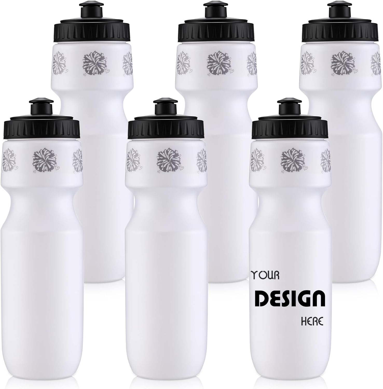 Talltalk 6 Pack Cheerleader Gift Bulk Cheer Water Bottles Cheerleading Plastic Squeeze Sports Tumbler Cups with Pull Top Cap Reusable for Cheer Sports Party Favors Team Gifts Bags Fillers(Blue)