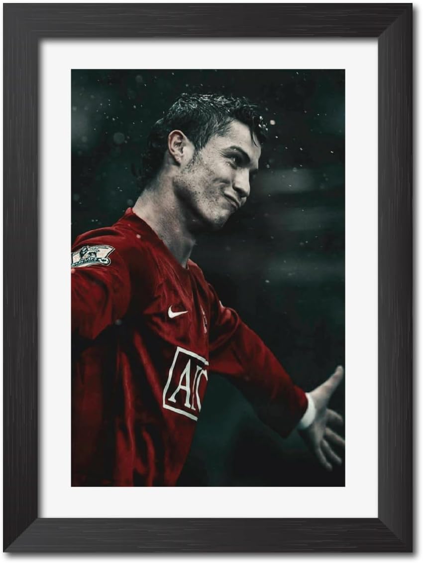 TenorArts Cristiano Ronaldo Manchester United Legend Back Home Laminated Poster Framed Painting with Matt Finish Black Frame (12 inches x 9inches)