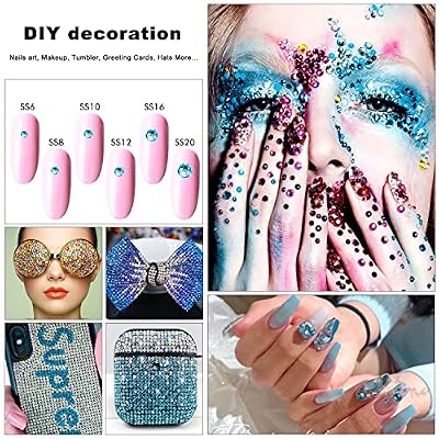 5760Pcs SS6 Light Blue Hotfix Rhinestones Crystal Glass Gems for Clothes Fabric Shirts Tumblers Glitter Decoration Flat Back Round (2MM Bulk)