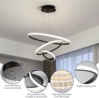 KSIBNW LED Függőlámpa - 3 Gyűrűs Arany Mennyezeti Lámpa Távirányítóval és Applikációval, Fényerőszabályozható, Állítható Magasságú, 2700K-65 3