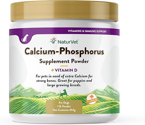 NaturVet Calcio-fósforo para perros apoya huesos fuertes y saludables mejorado con minerales esenciales y vitamina D sin color 16 onzas