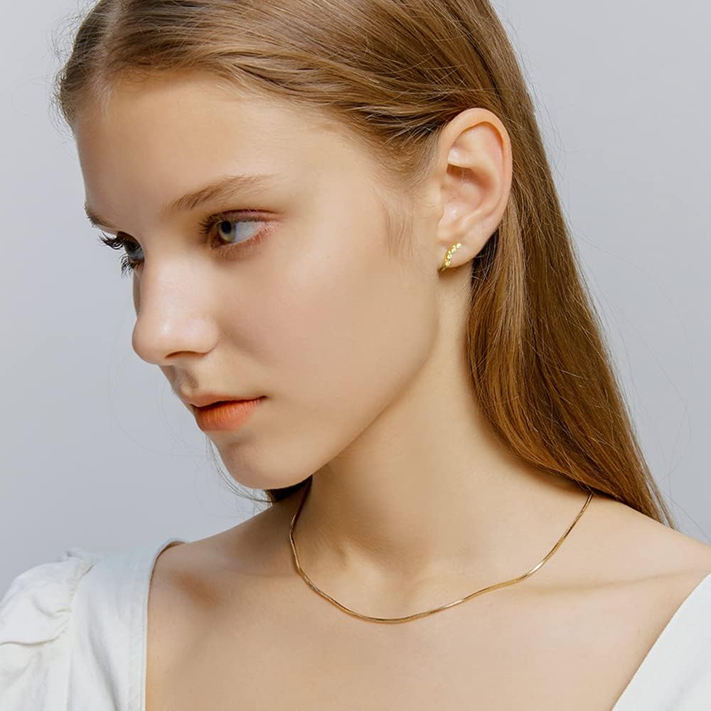 VIFE 925 Sterling Silver Small Studs Earrings Cubic Zirconia Ear Climbers 4 Stone Ear Crawler Earrings for Women - Image 2