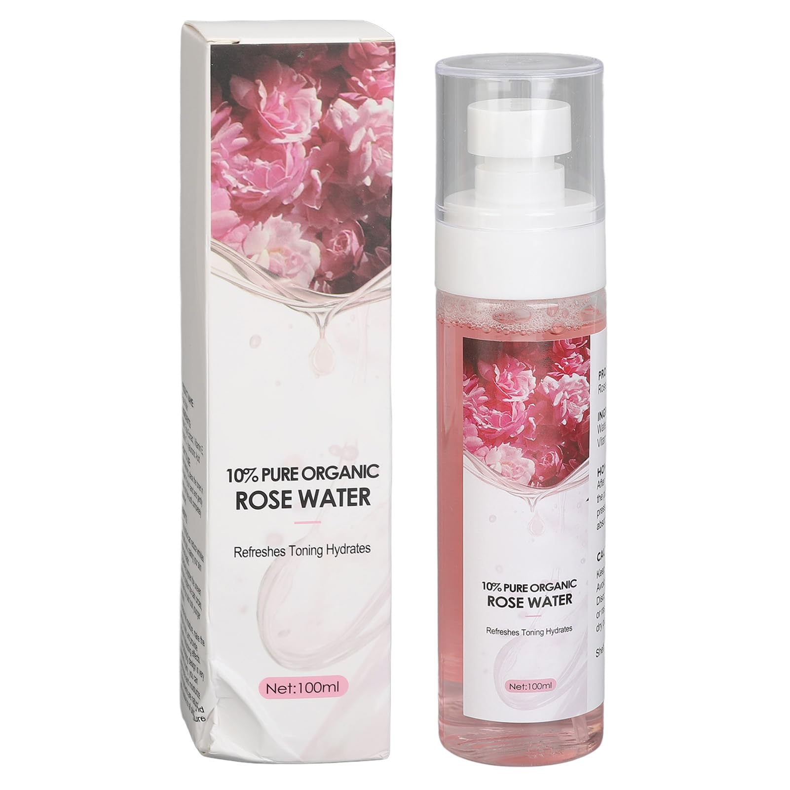SaluaquiRose Water Hydrating Facial Toner Mist, Deep Moisturizing Nourishing Fade Fine Lines Skin Brightening Toner for All Skin Types 100ml