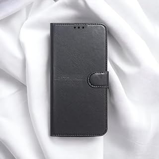 جراب جلد قابل للطي بقفل مغناطيسي متوافق مع موبايل انفينيكس سمارت 6 - لون أسود، لانفنيكس سمارت 6