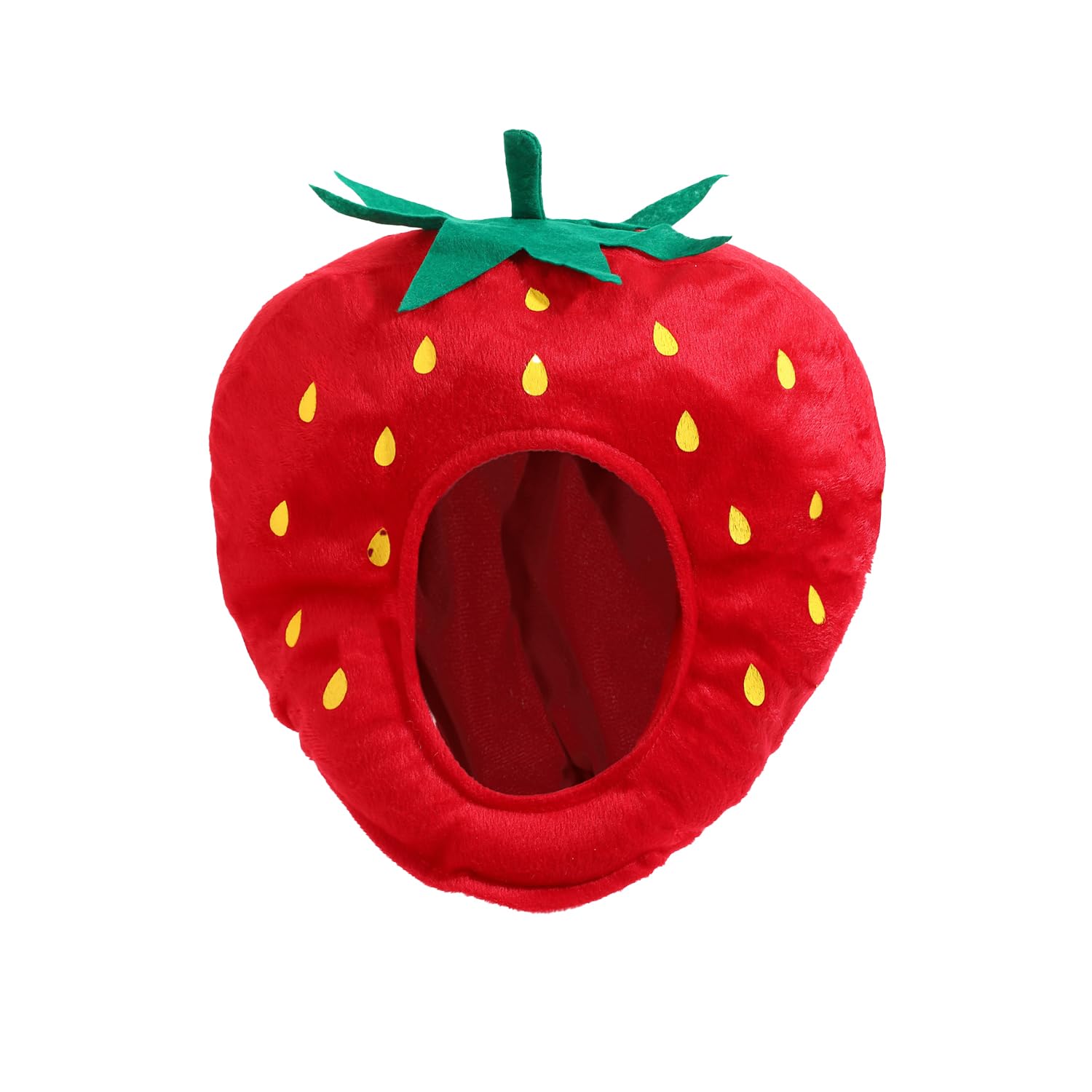 JUFYVO Strawberry Hat Funny Cartoon Headwear Cosplay Costume Plush Strawberry Hat Photography Props for Christmas Carnivals Halloween